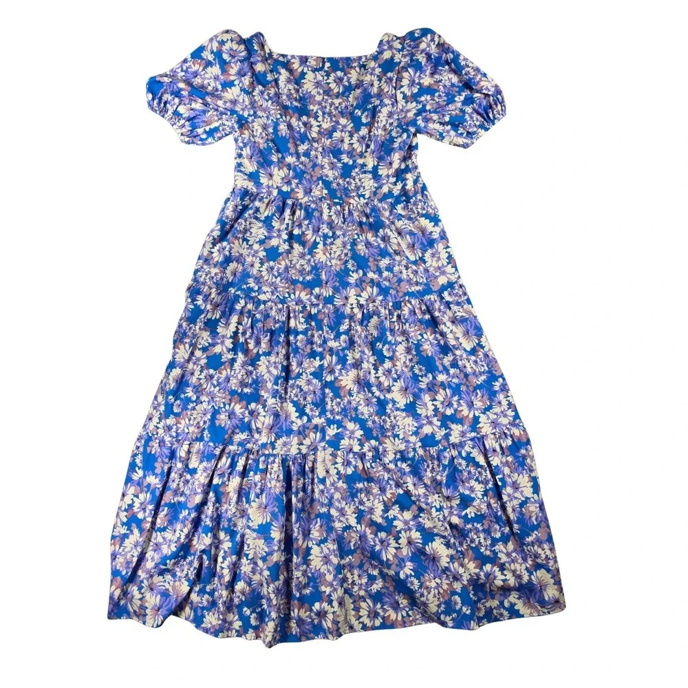 NWT Floral Puff Sleeve Flowy silhouette Midi Colorful Dress Women M ASTR - Picture 6 of 9